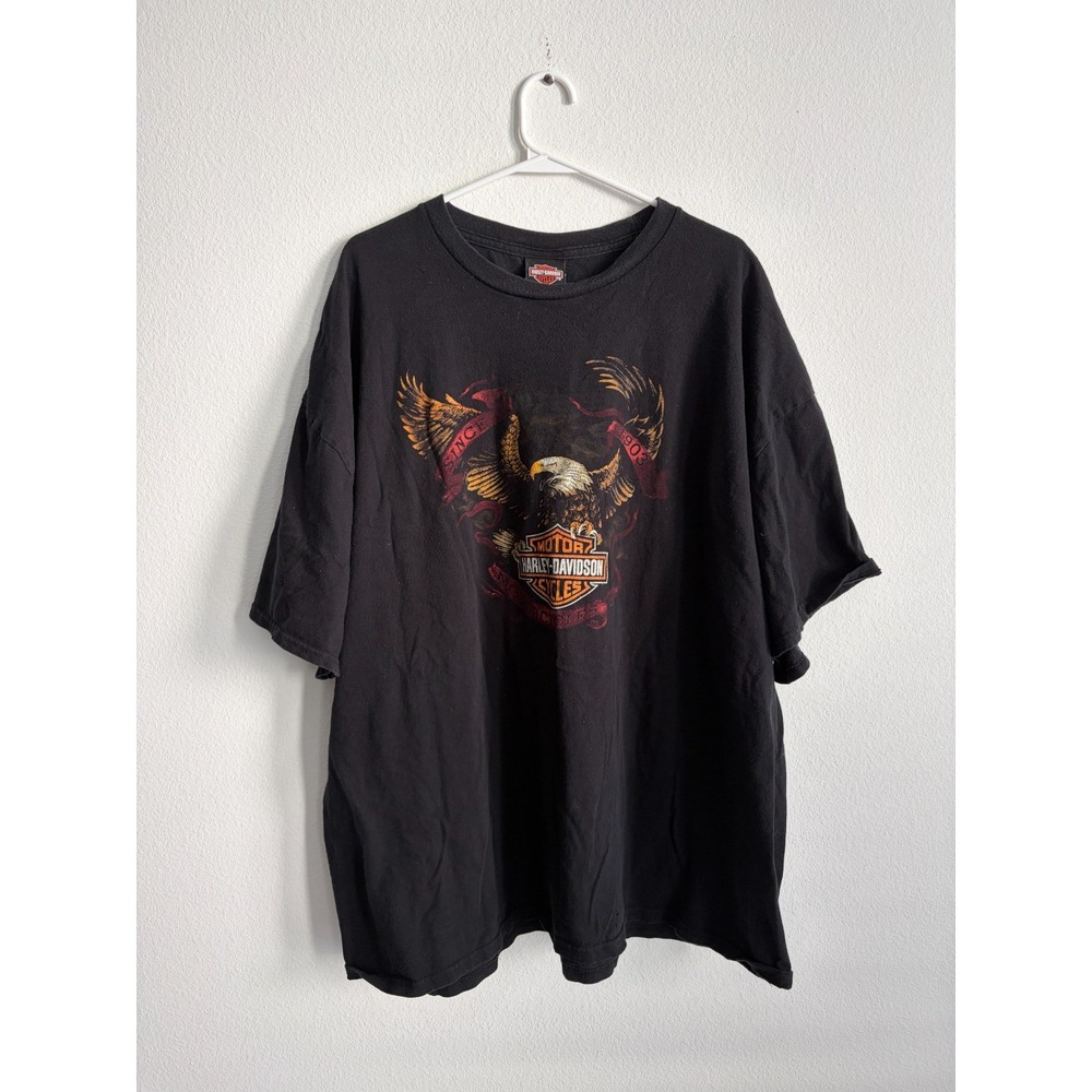 Vintage Harley Davidson T Shirt Mens 3XL Black Republic Stafford Texas Graphic